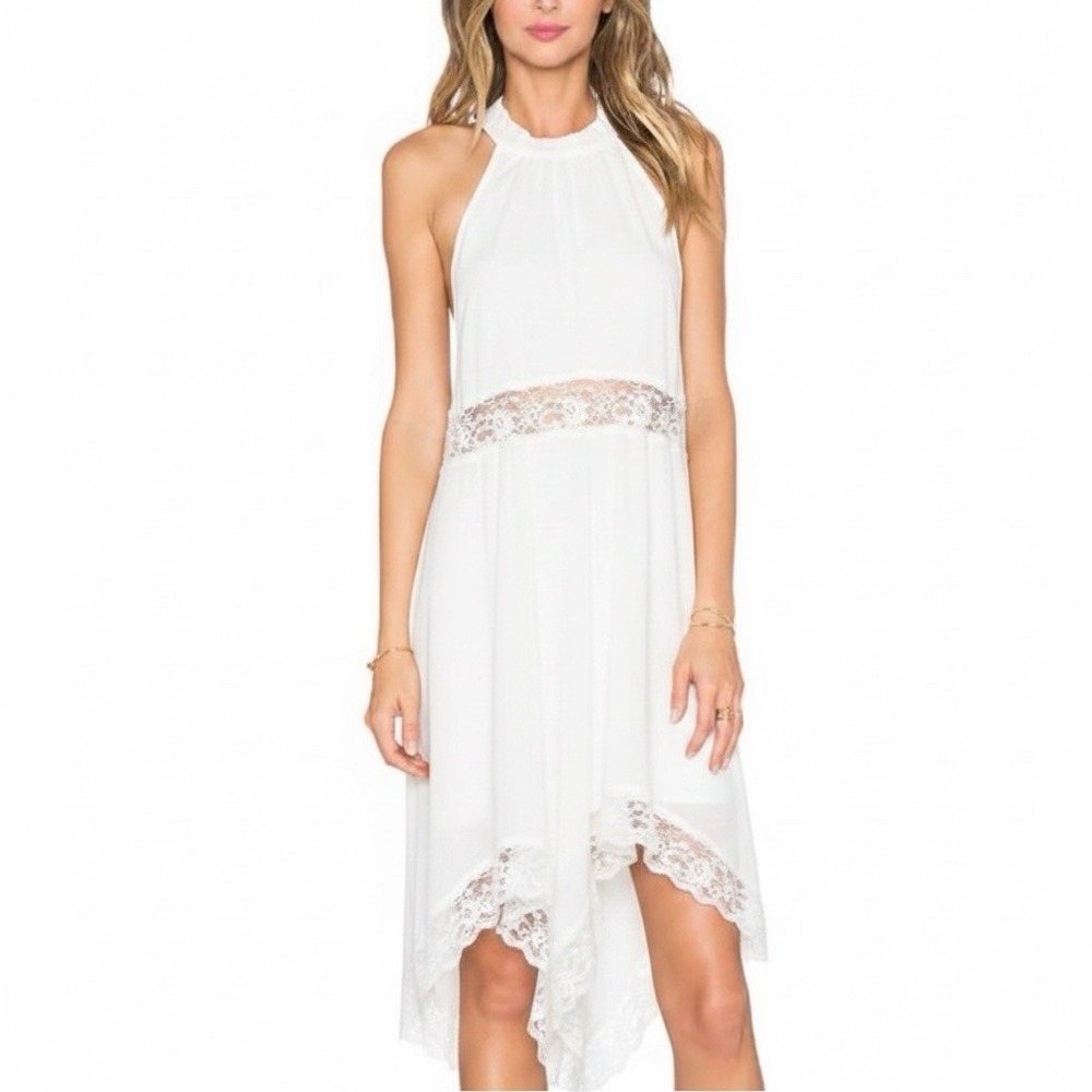 Intimately Free Peopleโ Go Lightly Slip Asymmetrical Dress White Lace Sz S
